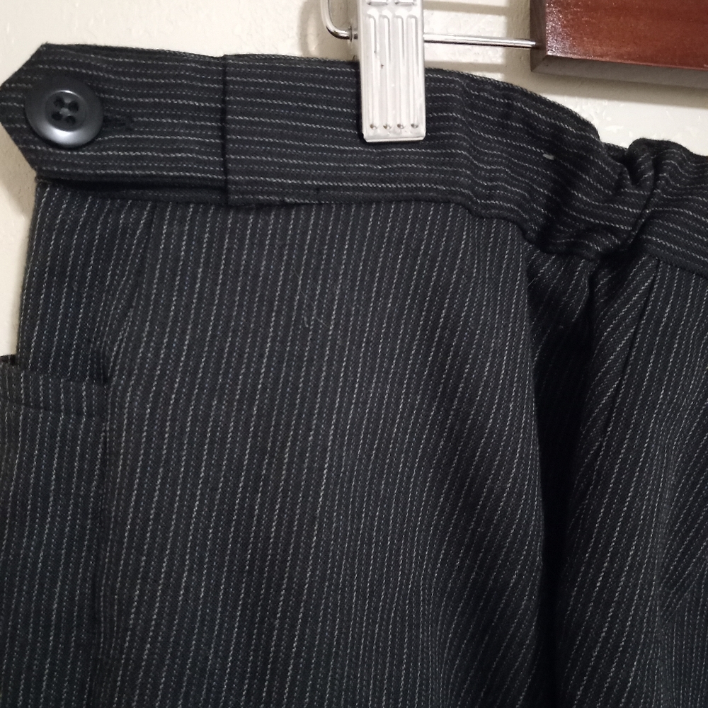 Maggie Barnes 22W Jayne Pinstriped Trouser Workwear Pants in Black - Picture 4 of 10